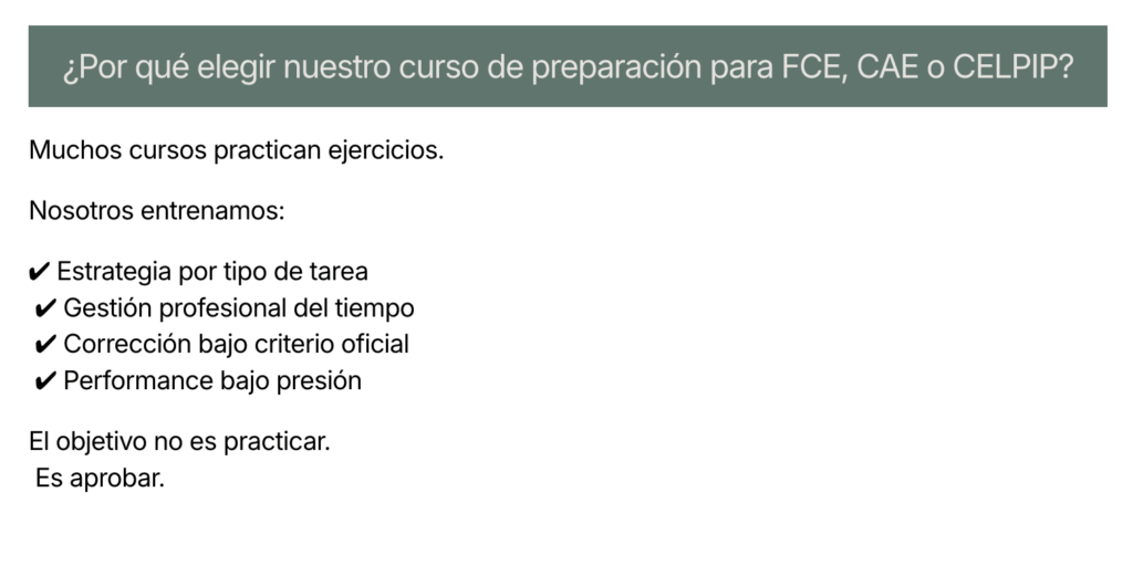 Curso de preparación de exámenes fue, cae , celpip