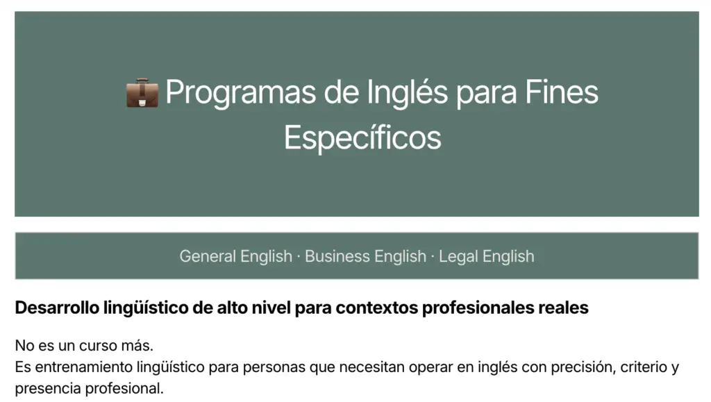 General English · Business English · Legal English